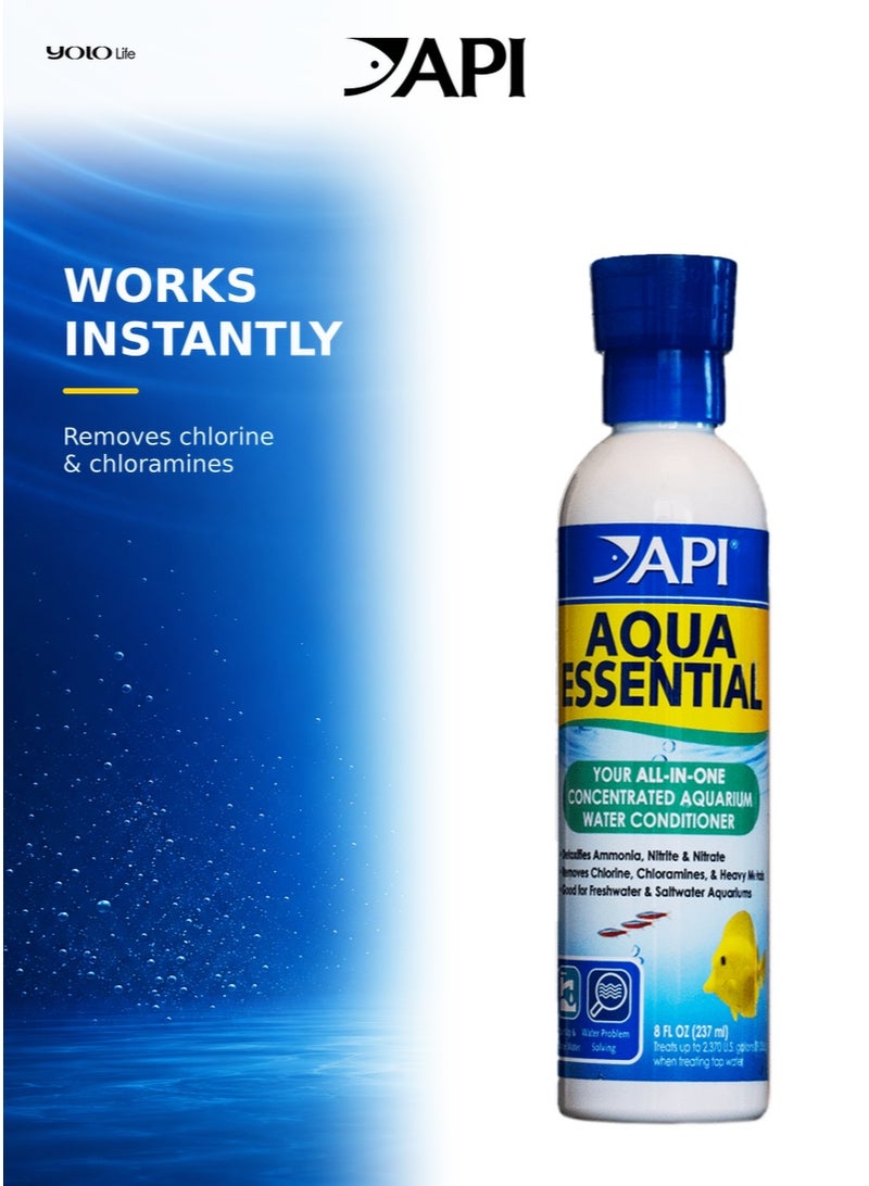 API Aqua Essential 8 oz Aquarium Water Conditioner, 237 ml All-in-One Tap Water Treatment, Removes Chlorine, Chloramine, Ammonia, Nitrite & Nitrate, Instant, Fresh & Saltwater - Image 2