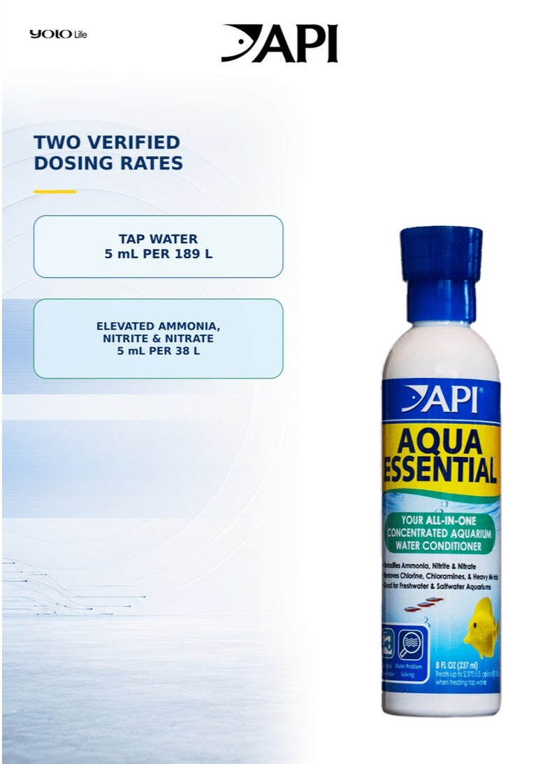 API Aqua Essential 8 oz Aquarium Water Conditioner, 237 ml All-in-One Tap Water Treatment, Removes Chlorine, Chloramine, Ammonia, Nitrite & Nitrate, Instant, Fresh & Saltwater - Image 5