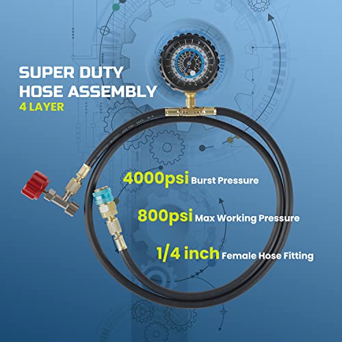 Lichamp R1234yf Refrigerant Recharge Kit, AC R134a 1234yf Gauge Set Include Adapters and Can Taps, B201 - Image 4