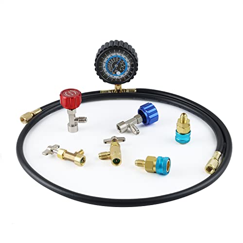 Lichamp R1234yf Refrigerant Recharge Kit, AC R134a 1234yf Gauge Set Include Adapters and Can Taps, B201 - Image 1