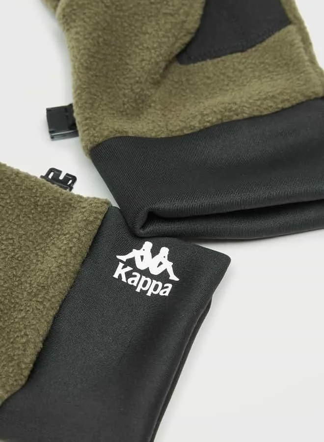 Kappa Kappa Textured Panelled Gloves with Logo Detail
