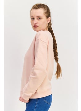 Pepe Jeans Women Crew Neck Embroidered Logo Long Sleeves Sweatshirt, Dusky Pink  - Image 2