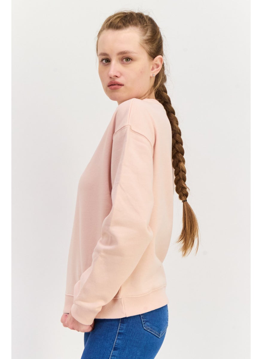 Pepe Jeans Women Crew Neck Embroidered Logo Long Sleeves Sweatshirt, Dusky Pink  - Image 2