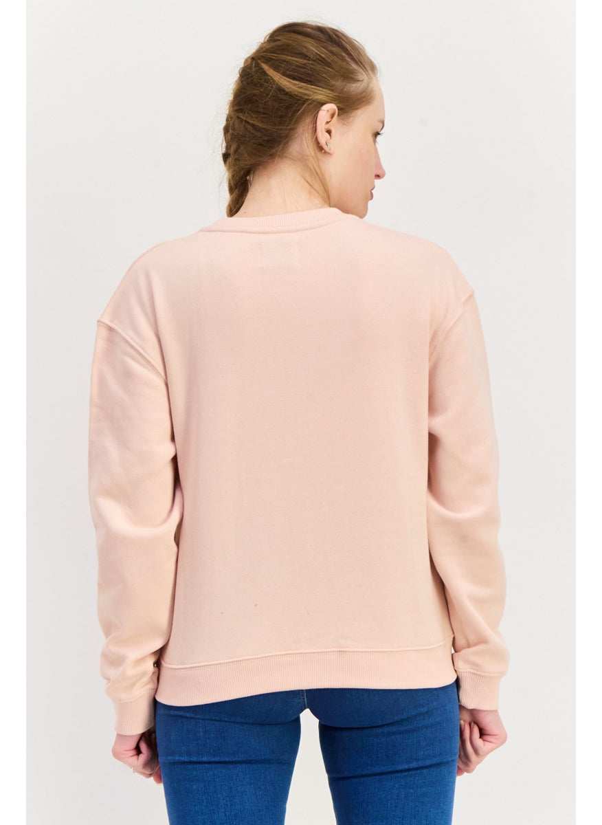 Pepe Jeans Women Crew Neck Embroidered Logo Long Sleeves Sweatshirt, Dusky Pink  - Image 4