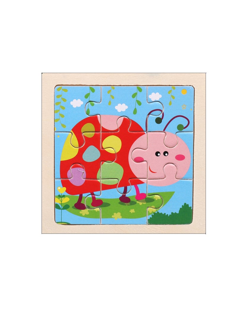 Children's Educational Wooden Cartoon Beetle Jigsaw Puzzles Suitable Gift Bag Pack - Image 1