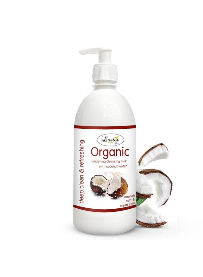 لاستر حليب التنظيف العضوي بجوز الهند الغني بماء جوز الهند، حليب تنظيف الوجه الطبيعي العميق والمنعش للنساء (خالٍ من البارابين والكبريتات) 500 مل - Image 1