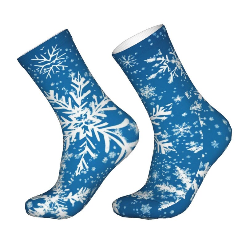 Winter Snowflake Lion And Lioness Crew Socks Soft Warm Breathable Boot Socks For Women Men - Image 5