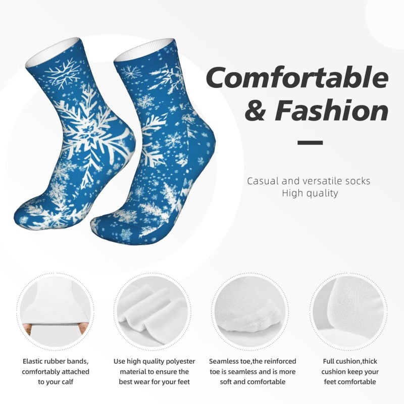 Winter Snowflake Lion And Lioness Crew Socks Soft Warm Breathable Boot Socks For Women Men - Image 4