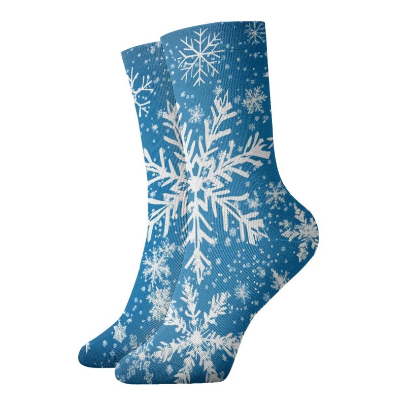 Winter Snowflake Lion And Lioness Crew Socks Soft Warm Breathable Boot Socks For Women Men - Image 2