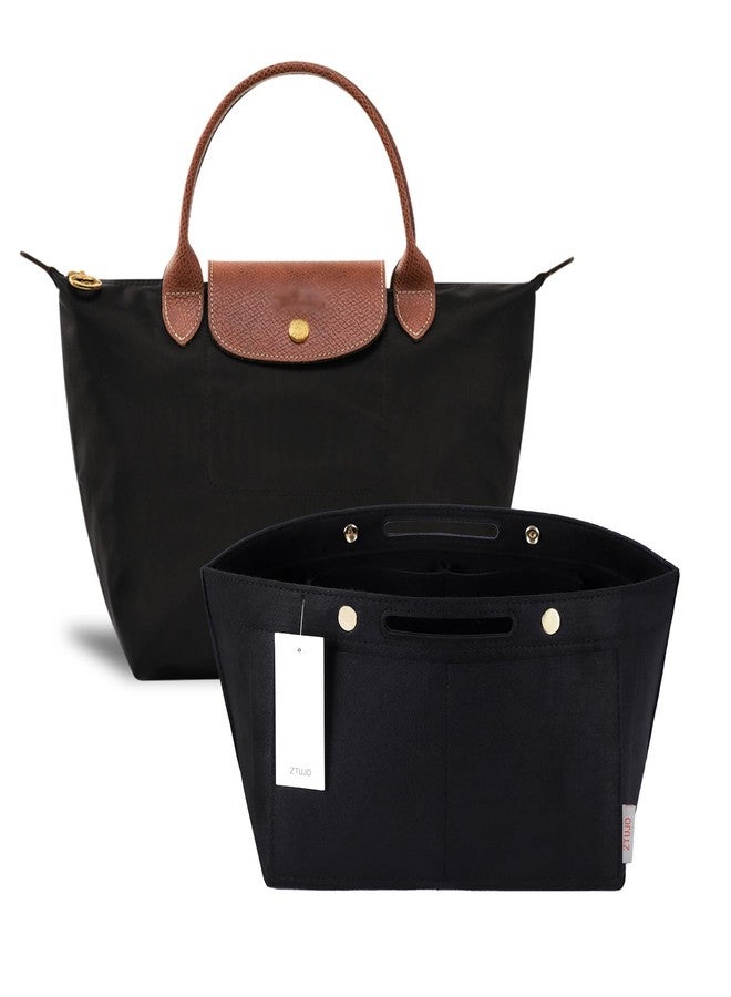 إزتيجو منظم حقيبة ZTUJO لحقيبة le pliage، متوافق مع حقيبة Longchamp Le Pliage ذات المقبض العلوي S/M، وحقيبة الكتف S/L (أسود، صغير للمقبض S) - Image 1