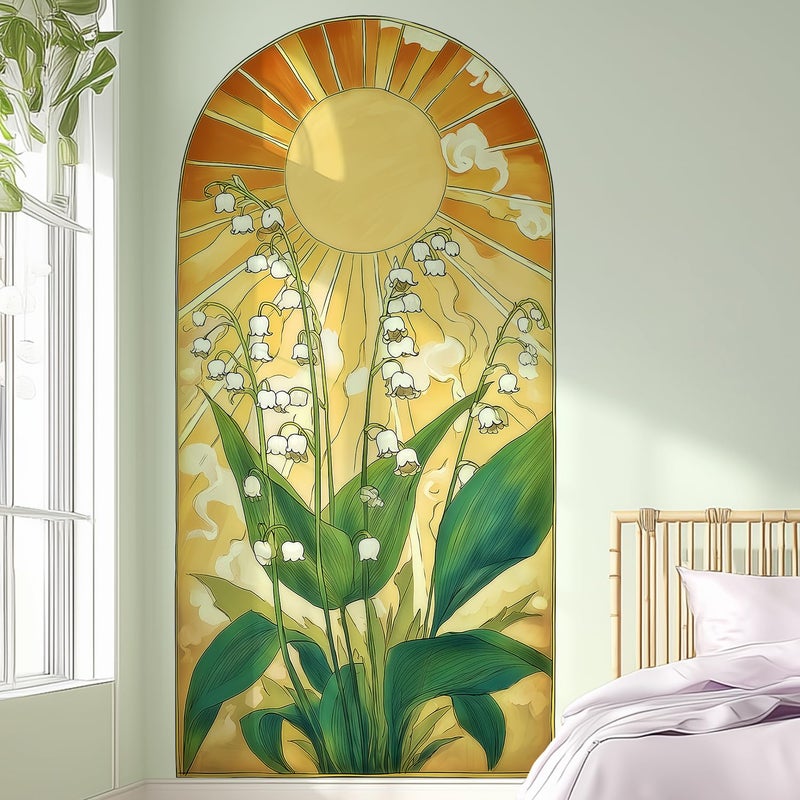 VePret Arch Wall Decals Peel and Stick, Large Sun Leaves Vinyl Wall Stickers, Removable Flowers Home Decor Art Wallpaper for Bedroom Living Room Classroom Office - Image 4
