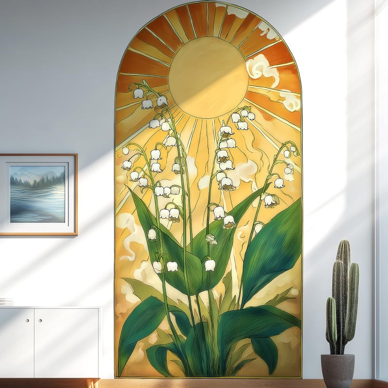 VePret Arch Wall Decals Peel and Stick, Large Sun Leaves Vinyl Wall Stickers, Removable Flowers Home Decor Art Wallpaper for Bedroom Living Room Classroom Office - Image 1
