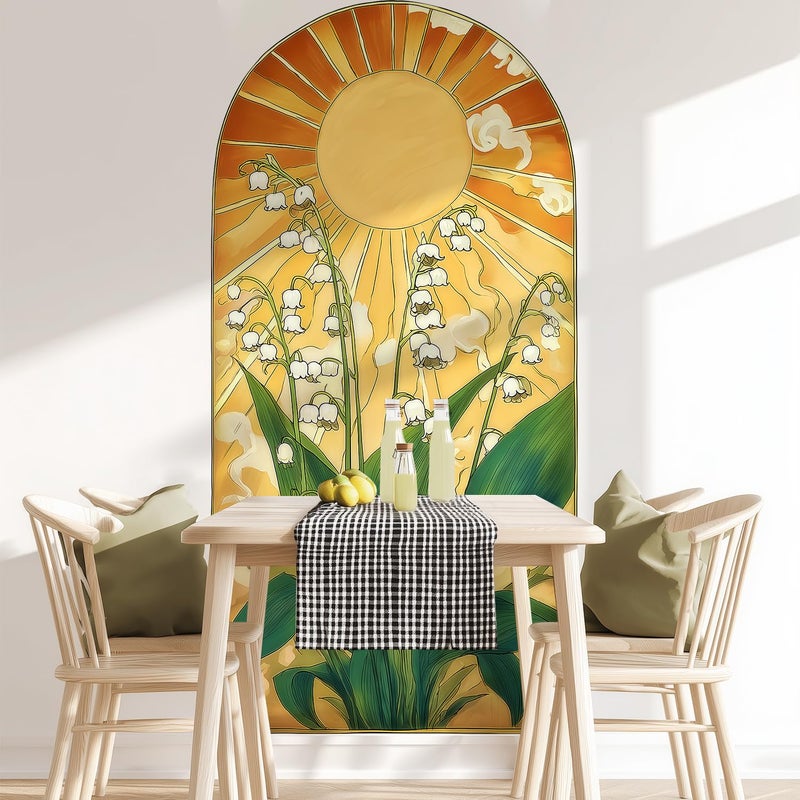 VePret Arch Wall Decals Peel and Stick, Large Sun Leaves Vinyl Wall Stickers, Removable Flowers Home Decor Art Wallpaper for Bedroom Living Room Classroom Office - Image 5