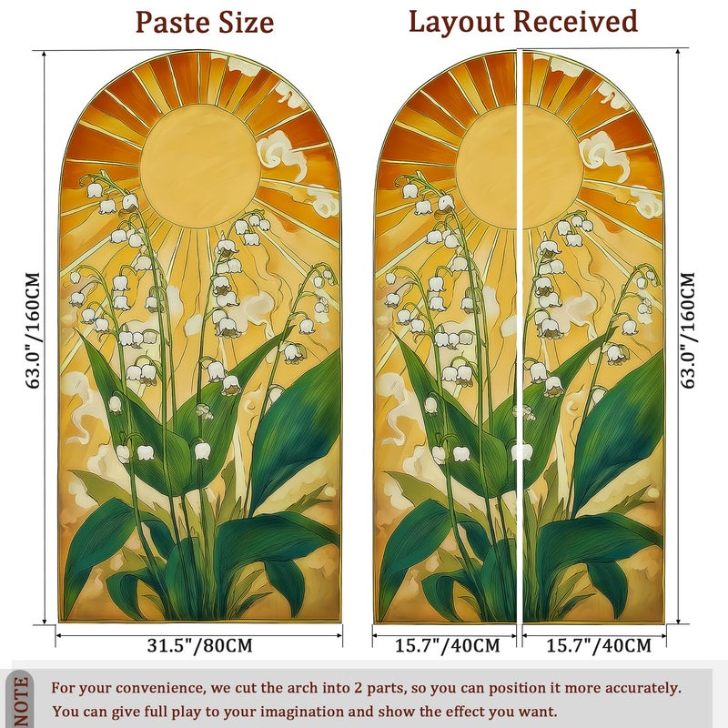 VePret Arch Wall Decals Peel and Stick, Large Sun Leaves Vinyl Wall Stickers, Removable Flowers Home Decor Art Wallpaper for Bedroom Living Room Classroom Office - Image 2