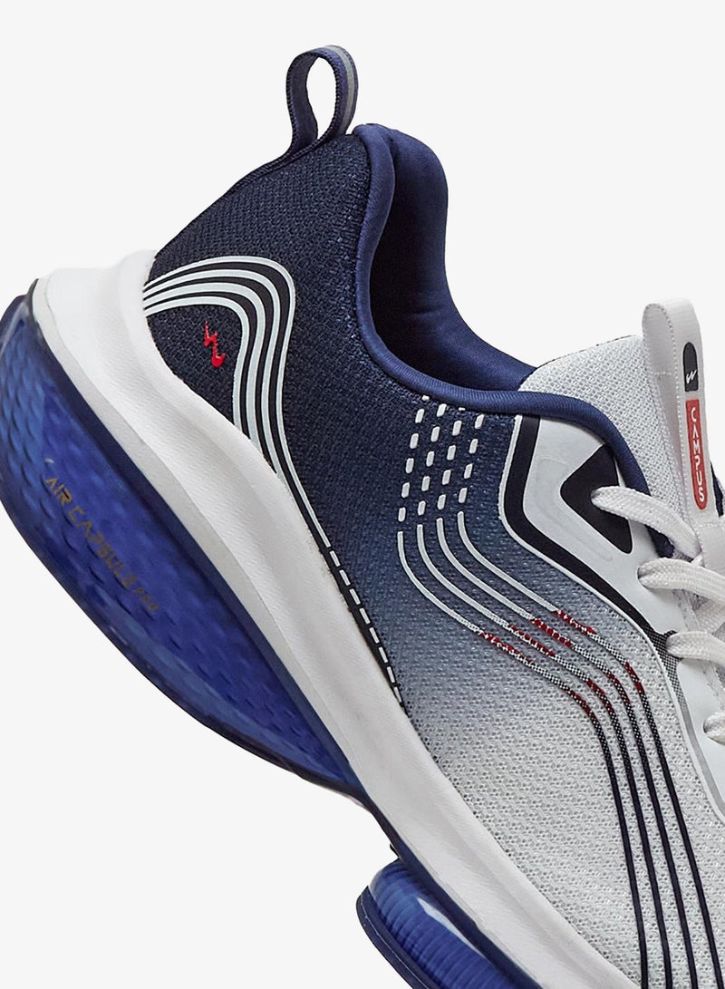Campus OG-01 Men's Retro Court Sneakers – Cushioned Sole, Lace-Up – White/Navy - Image 5