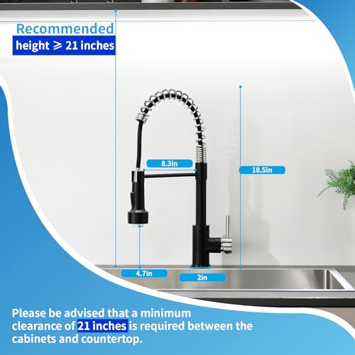 GIMILI Kitchen Faucet with Pull Down Sprayer Single Hole Stainless Steel LED Faucet Suitable for Farmhouses RV Laundry Room Outdoor and Campers Llave para fregadero de cocina Nickel and Black - Image 3