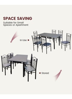 Living Set of 7 Piece, Dining Table With 6 Chairs Set 150*90 CM  - Image 4