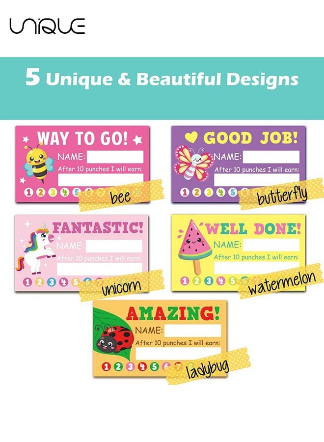 يونيك بطاقات السلوك المثقوبة للأطفال ، حزمة من 250 بطاقة مثقوبة للمكافآت - بطاقات الحوافز والولاء للأعمال والفصول الدراسية والطلاب - جوائز الطلاب ، المعلمون - 2 × 3 بوصات ، 5 أنماط - Image 3
