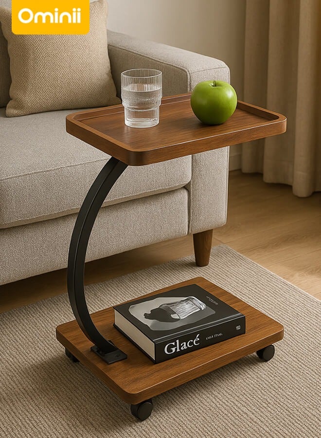 Ominii Small Side Table, C Shaped End Table for Sofa and Bed, TV Tray Table with Metal Frame for Couch, Living Room, Bedroom 45*30*63CM, 40×30×60cm  - Image 1