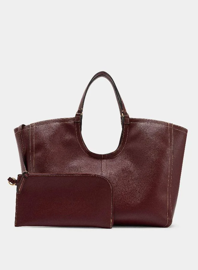 PARFOIS Red Plain shopper bag with pouch for Women | Best Price UAE