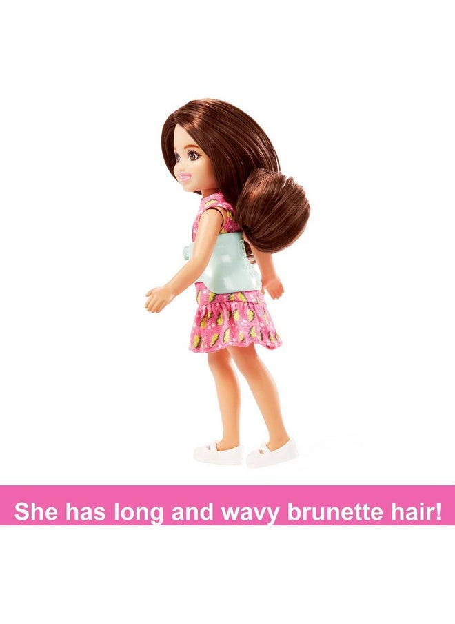 Barbie Chelsea Doll Small Doll With Brace For Scoliosis Spine Curvature Brunette Wearing Pink Lightning Bolt Dress  - Image 5