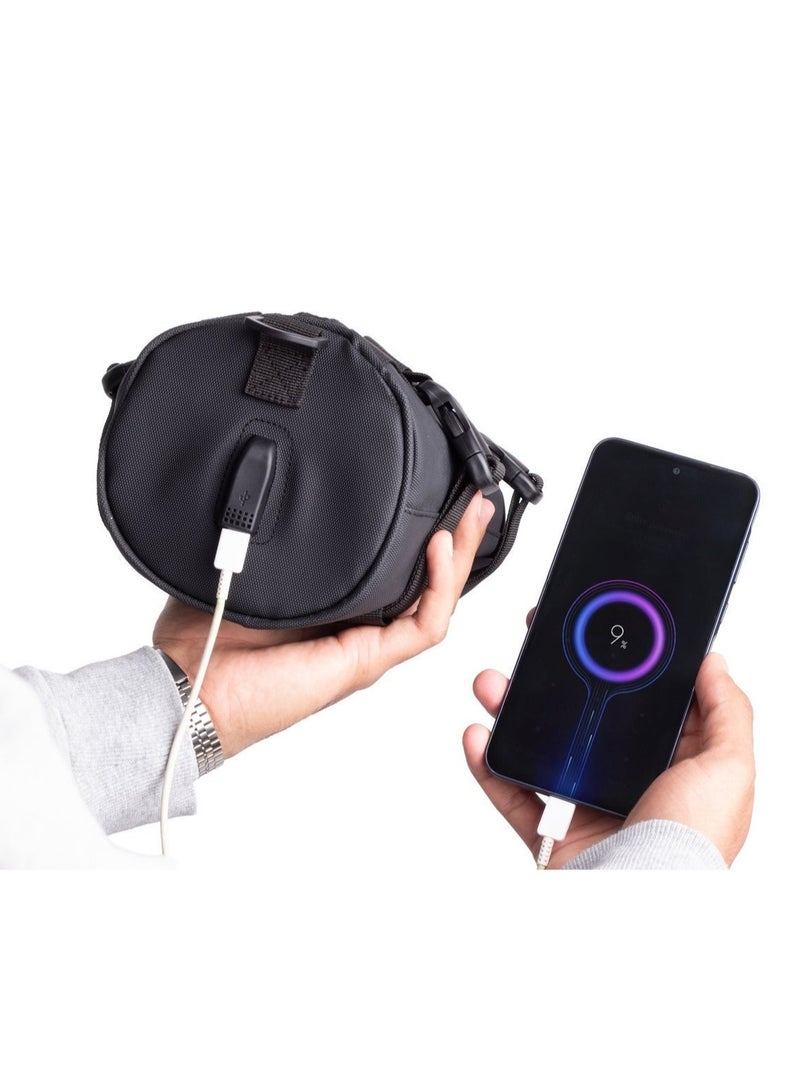 ايه ار سابلاي Ar Cylinder من Arij Bags | شنطة كروس متعددة الاستخدام بخامة مقاومة للمياه، منفذ شحن USB Type-C، حزام قابل للتعديل، تصميم خفيف للاستخدام اليومي (23 × 13 سم) (أسود) - Image 3