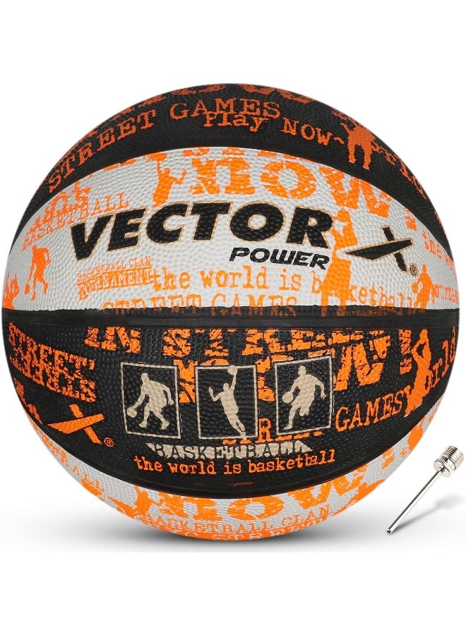Vector X Power Basketball (Black-White-Orange) - Image 1