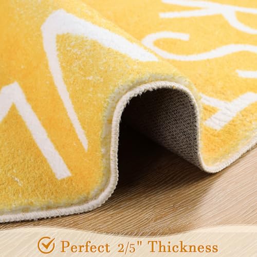 Topotdor Round Kids Play Rug Alphabet Nursery Area Rug Extra Large Soft Crawling Play Mat for Children Toddlers Bedroom (63 inch, Yellow) - Image 4