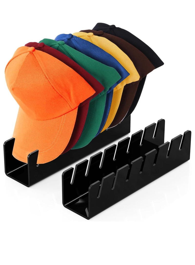 Hat Stand for Baseball Caps -Acrylic Hat Organizer, No Install Large Capacity Hat Holder for 14 Baseball Caps for Bedroom, Closet, Dresser 2 Pack (Black) - Image 1