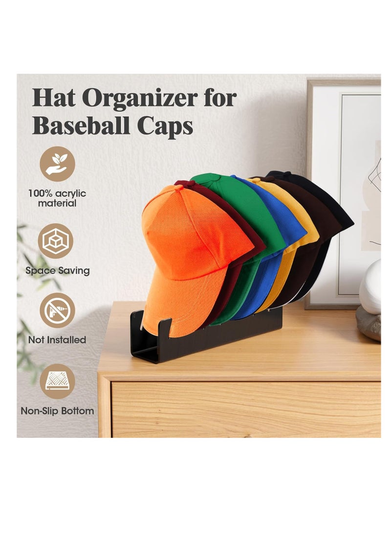 Hat Stand for Baseball Caps -Acrylic Hat Organizer, No Install Large Capacity Hat Holder for 14 Baseball Caps for Bedroom, Closet, Dresser 2 Pack (Black) - Image 3