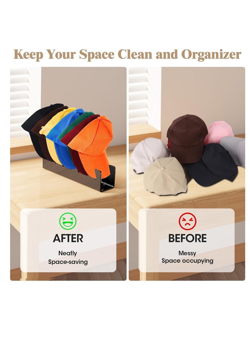 Hat Stand for Baseball Caps -Acrylic Hat Organizer, No Install Large Capacity Hat Holder for 14 Baseball Caps for Bedroom, Closet, Dresser 2 Pack (Black) - Image 4