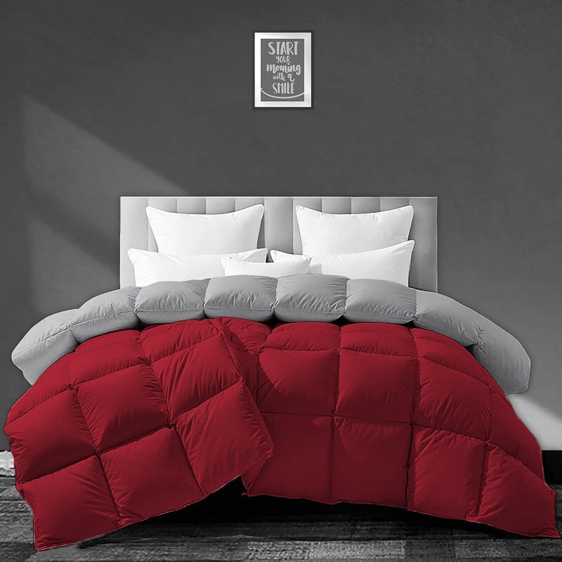 BEDDY FUSION 500 GSM Winter Comforter Double Bed Size 90X100 Premium Collection Heavy Winter Comforter 500 GSM Microfiber Fill DuvetBlanket Double Bed BurgundySilver Grey Color - Image 1