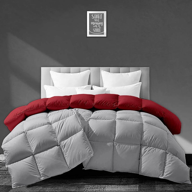 BEDDY FUSION 500 GSM Winter Comforter Double Bed Size 90X100 Premium Collection Heavy Winter Comforter 500 GSM Microfiber Fill DuvetBlanket Double Bed BurgundySilver Grey Color - Image 2