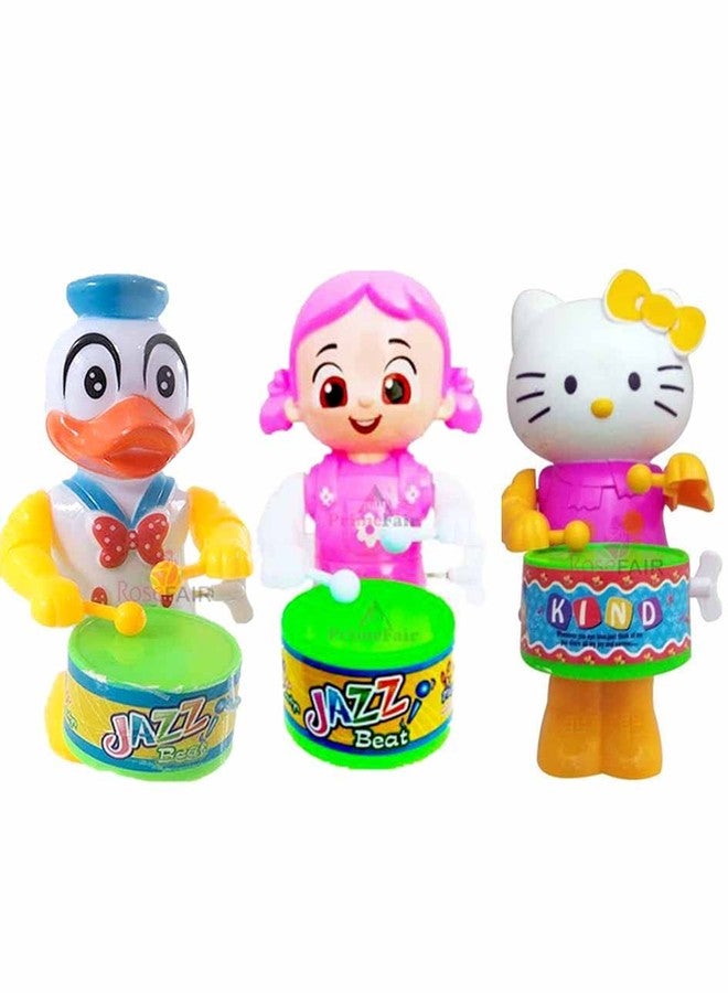 ROSEFAIR Cute Drummer Toy with Drumming and Dancing Action for Kids Baby Rattle Toys Set Toddler Kids Key-Operated Toys Kids (DUCK-PINK-KITTYCAT-PAC-03) - Image 1