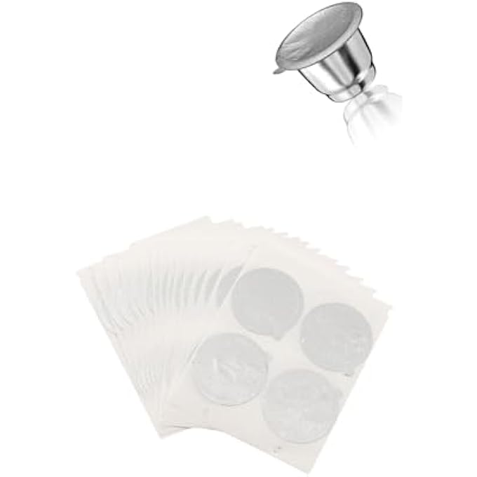 ريحني أغطية من رقائق الألومنيوم لكبسولات الإسبريسو القابلة لإعادة الاستخدام، متوافقة مع آلات نسبرسو الأصلية، 100 قطعة من ملصقات إعادة التعبئة - Image 1