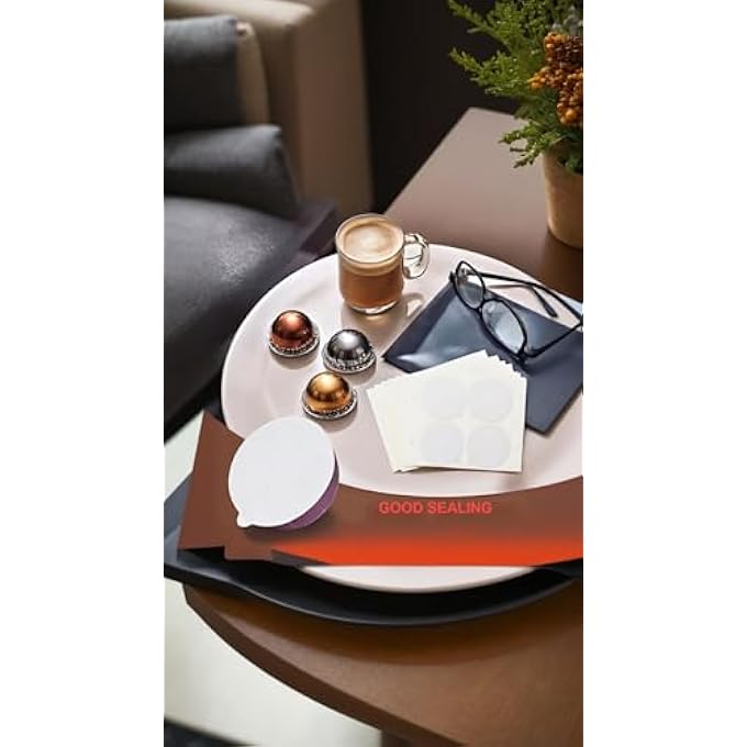 ريحني أغطية من رقائق الألومنيوم لكبسولات الإسبريسو القابلة لإعادة الاستخدام، متوافقة مع آلات نسبرسو الأصلية، 100 قطعة من ملصقات إعادة التعبئة - Image 3