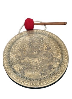 Alpine Crystals UAE 40cm Handmade Nepalese Himalayan Gong with Mallet Dragon Carved for Sound Meditation, Yoga, Relaxation 