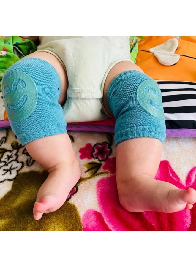 Daytoyz Durable Dark Blue Knee Pads with Smiley for Crawling Babies - Image 1