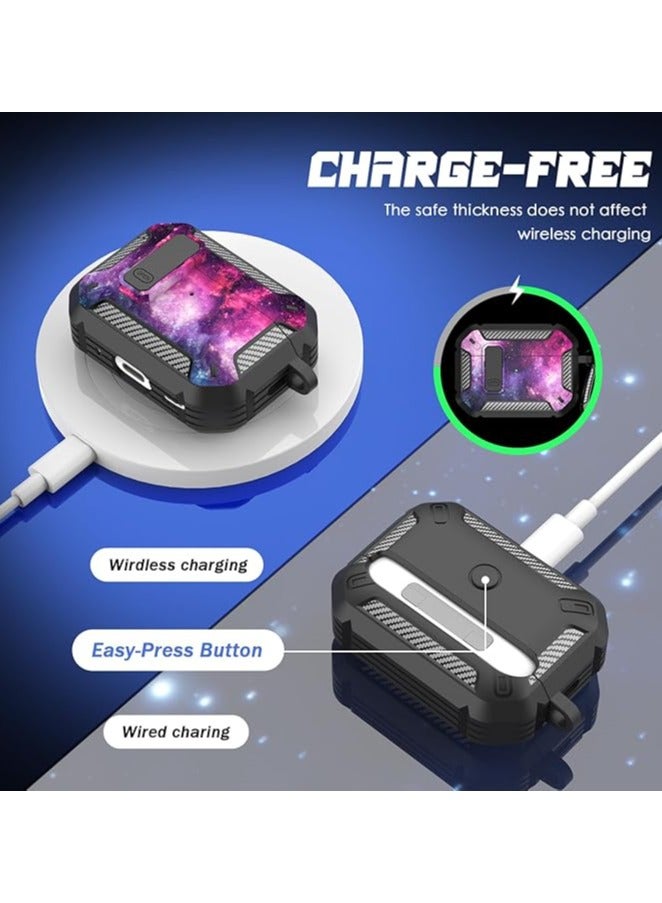 Airpods 4 Case, Airpods 4th Generation Case with Lock, Airpods 4th Generation Case, Hard Shell Rugged Shockproof Case with Keychain for Apple Airpods 4 2024 (Starry Sky) - Image 4