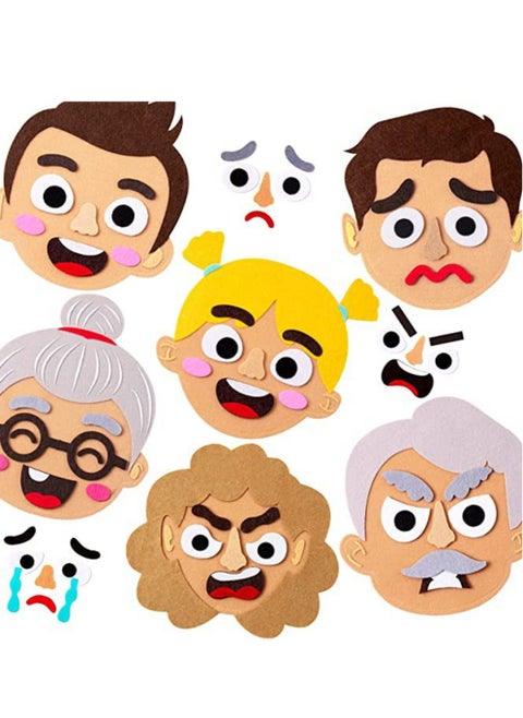 Kids Emotional Learning Game Set Family Member Facial Expressions Sensory Toy Polyester Fiber with Assorted Features for Classroom Home Play