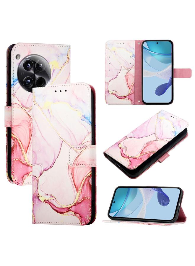 S-TOP Case For OnePlus 12 5G Global PT003 Marble Pattern Flip Leather Phone Case - Image 1