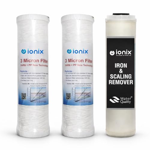 IONIX Annual Service kit for 2 Stage Washing Machine Iron Guard | 2 Sediment Filters & 1 Iron & Scaling Remover, 1 Set, White - Image 1