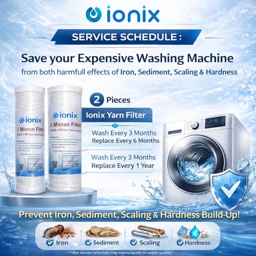 IONIX Annual Service kit for 2 Stage Washing Machine Iron Guard | 2 Sediment Filters & 1 Iron & Scaling Remover, 1 Set, White - Image 4