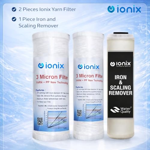 IONIX Annual Service kit for 2 Stage Washing Machine Iron Guard | 2 Sediment Filters & 1 Iron & Scaling Remover, 1 Set, White - Image 3