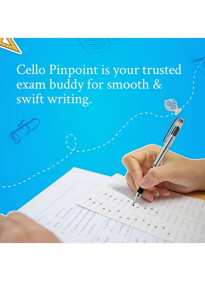 Cello - Pinpoint Blue Lightweight Grip Ball Pens, Set Of 10 | Best For Students - Image 1