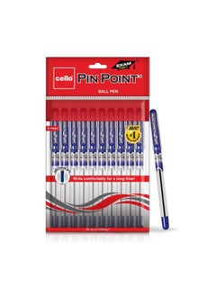 Pinpoint Blue Lightweight Grip Ball Pens, Set Of 10 | Best For Students