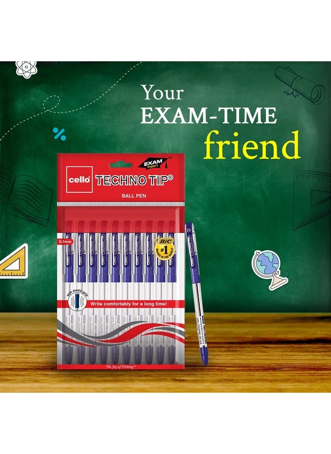 Cello - Pinpoint Blue Lightweight Grip Ball Pens, Set Of 10 | Best For Students - Image 1