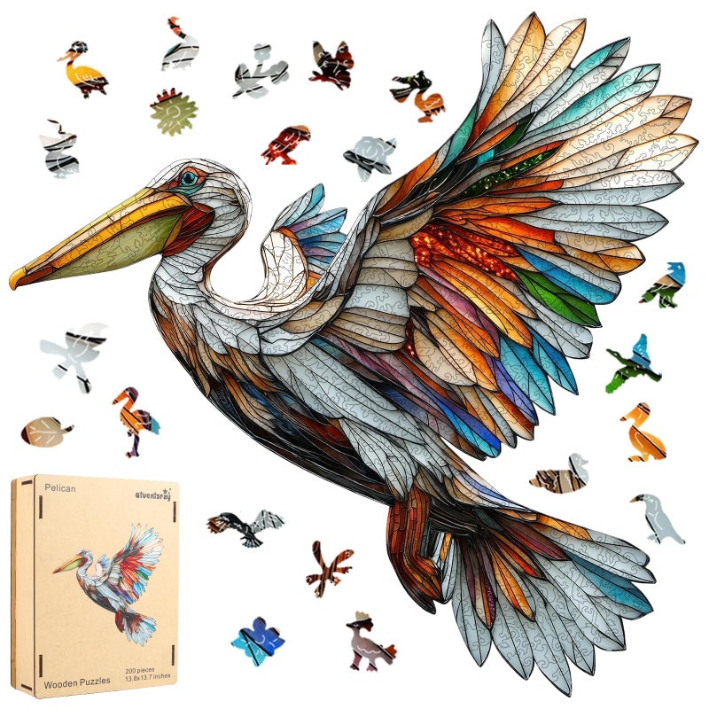 Qiuenisray Wooden Puzzles for Adults 500 Pieces Pelican Jigsaw Puzzles FSC Certified Wall Decor Unique Animal Shape Puzzles Pieces Bird Wood Puzzle Festival Gifts for Family Friend 212x211 in - Image 3