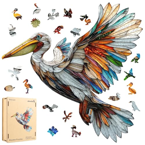 Qiuenisray Wooden Puzzles for Adults 500 Pieces Pelican Jigsaw Puzzles FSC Certified Wall Decor Unique Animal Shape Puzzles Pieces Bird Wood Puzzle Festival Gifts for Family Friend 212x211 in - Image 1