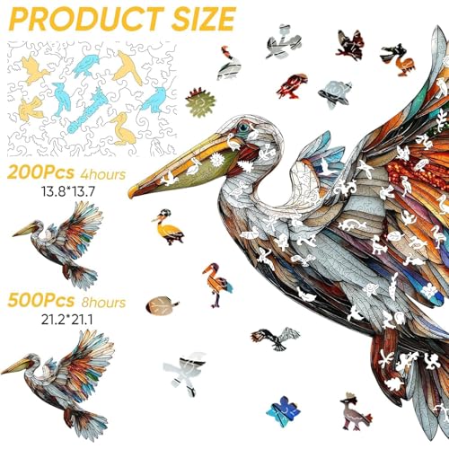 Qiuenisray Wooden Puzzles for Adults 500 Pieces Pelican Jigsaw Puzzles FSC Certified Wall Decor Unique Animal Shape Puzzles Pieces Bird Wood Puzzle Festival Gifts for Family Friend 212x211 in - Image 5